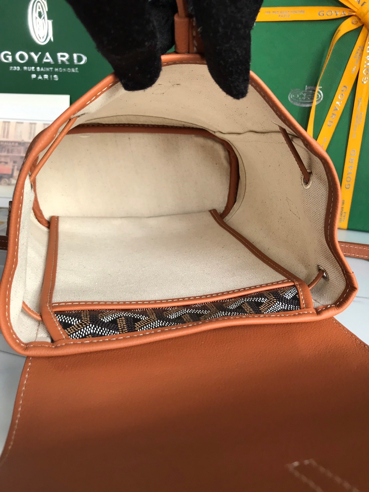 Goyard Alpin Mini Backpack 21 Cm Tan Lambskin And Black Goyardine Canvas
