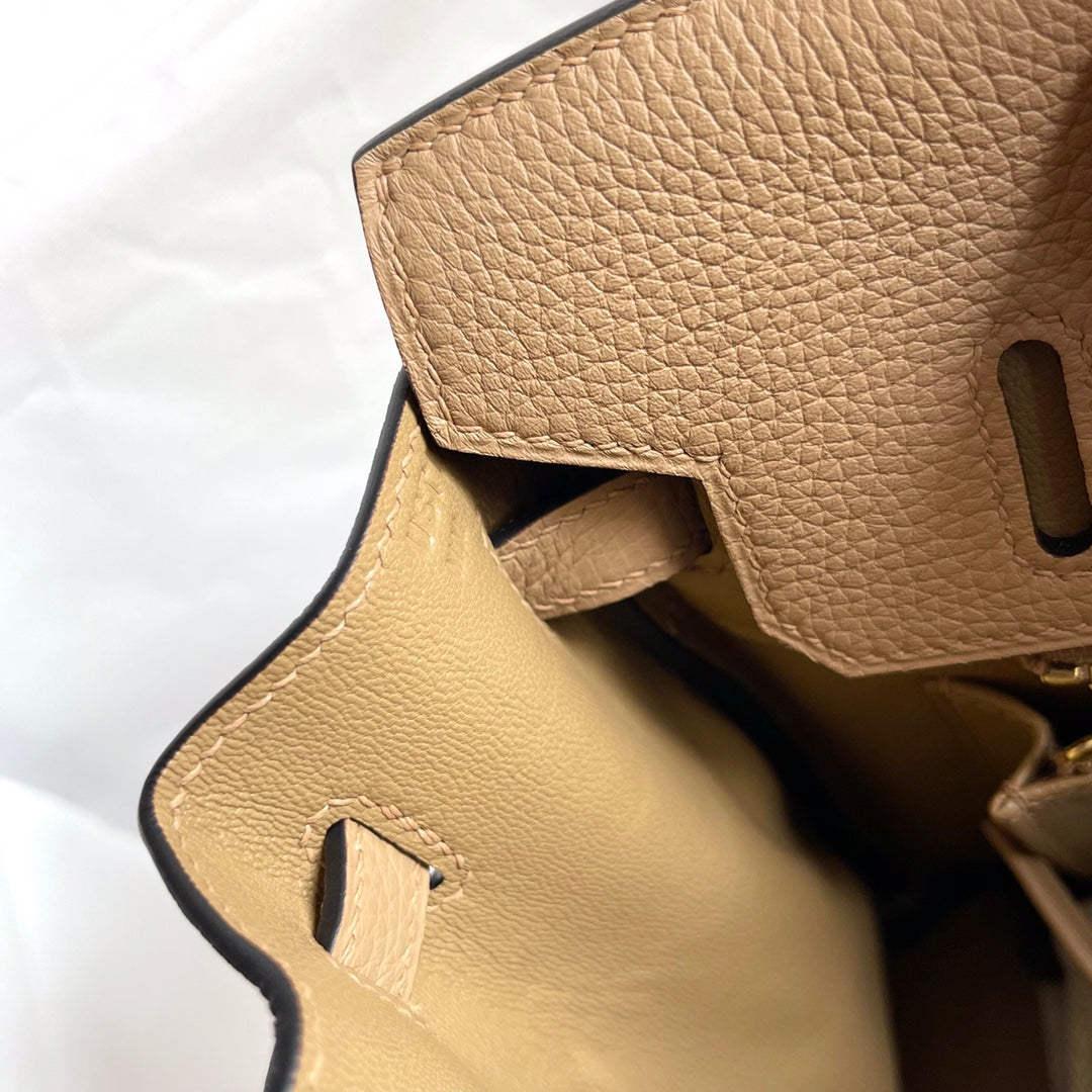 Hermes Birkin 25Cm Beige Togo Leather Gold Hardware