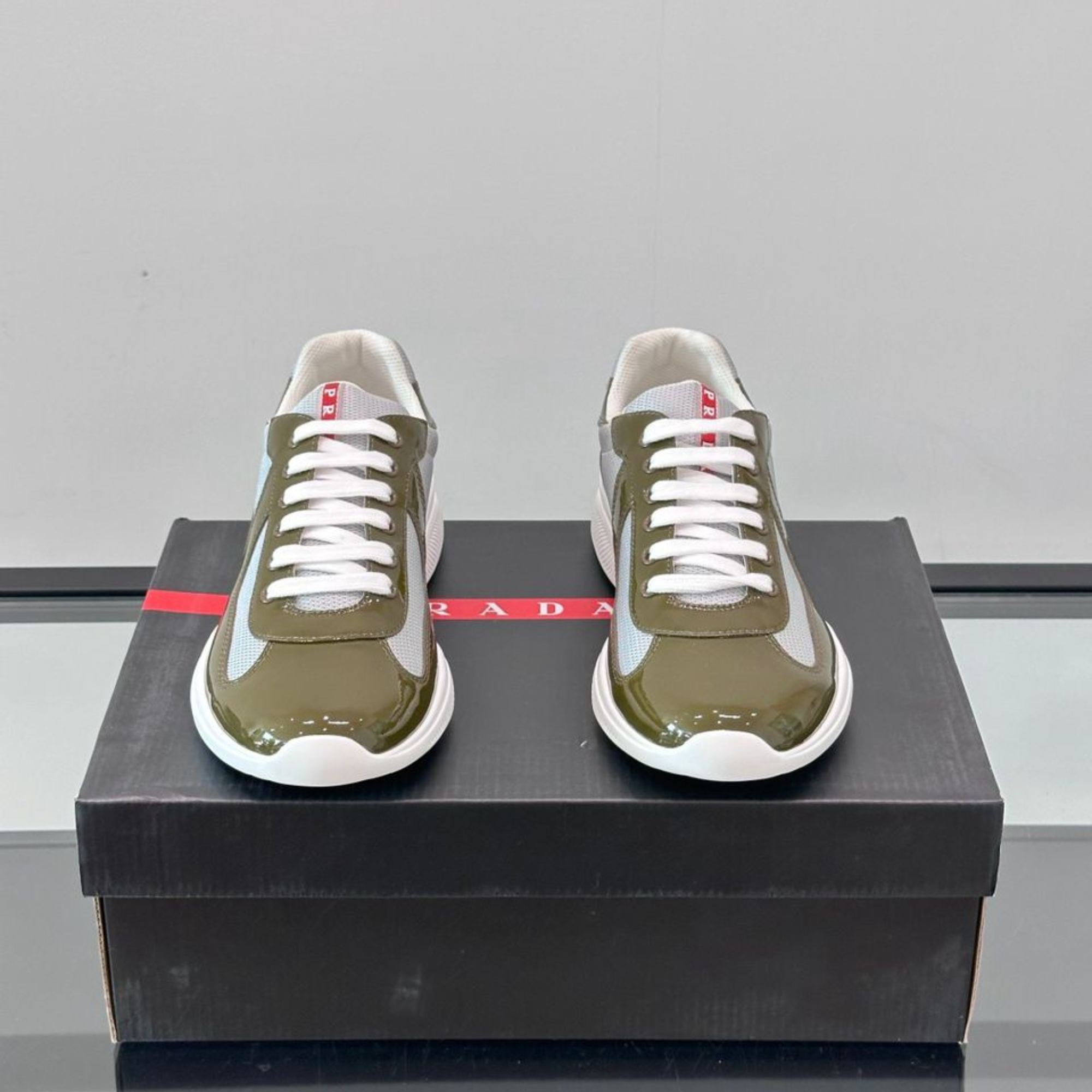 Prada Patent Leather And Technical Fabric Cup Sneakers