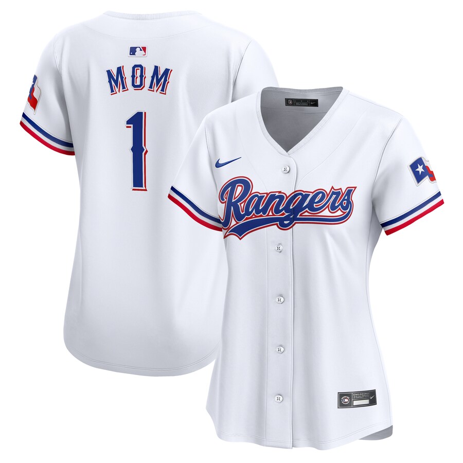 Texas Rangers Women's #1 Mom Home Limited Jersey White