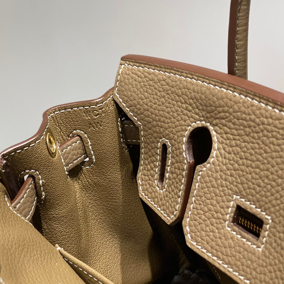 Hermes Birkin 20Cm Etoupe Togo Leather Gold Hardware