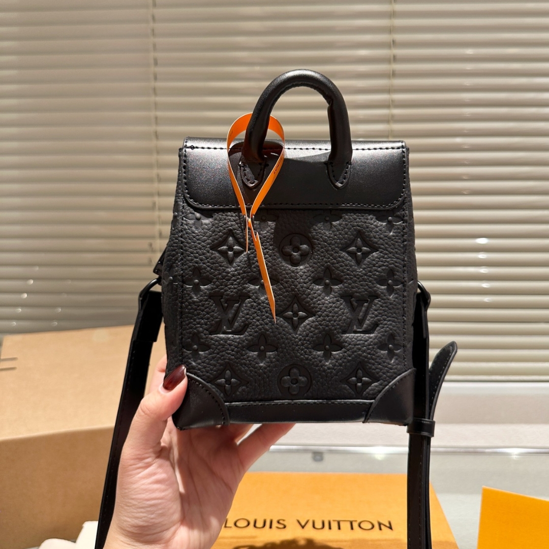 Louis Vuitton Nano Steamer Bag Taurillon Cowhide Monogram Black 14Cm M82772