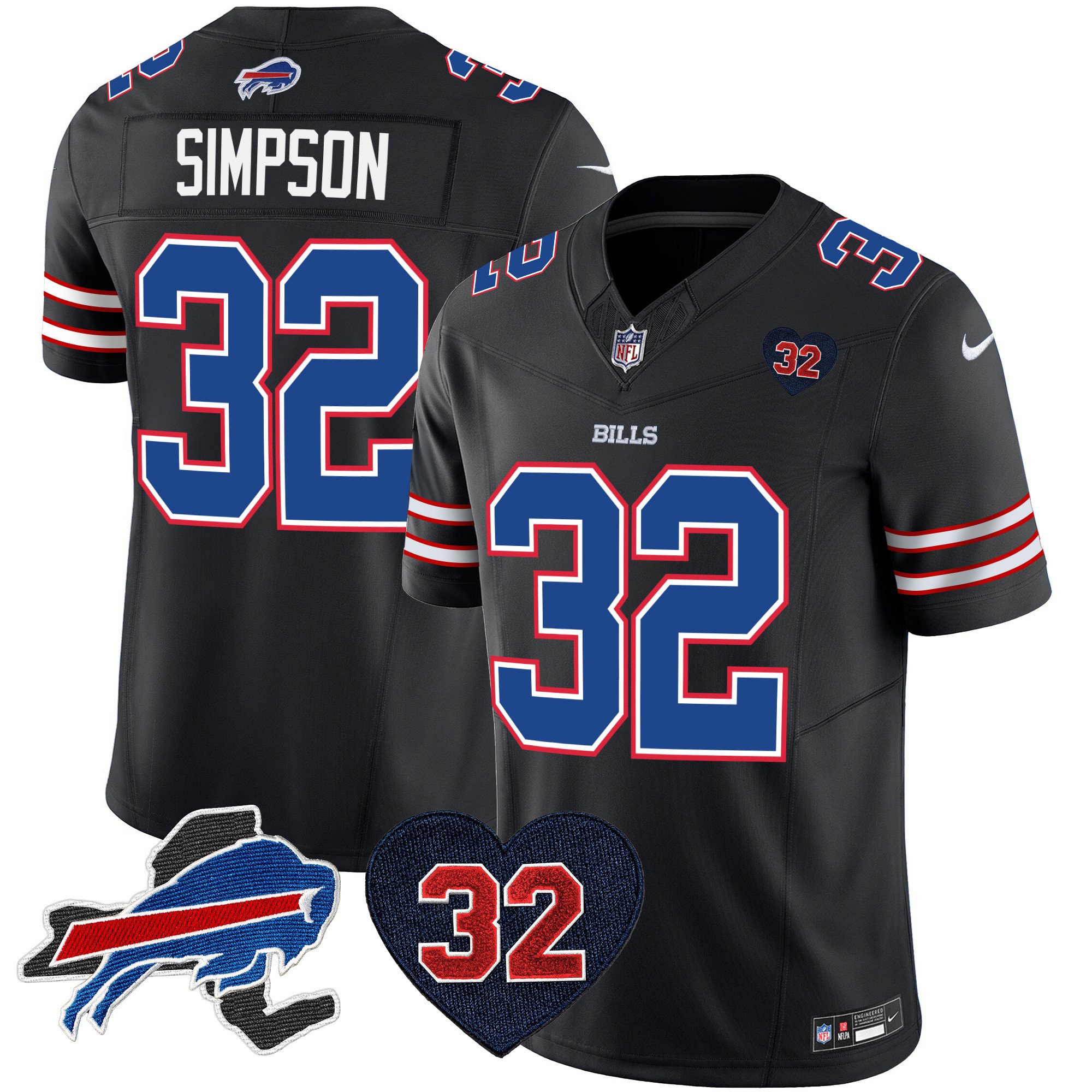Men’s Buffalo Bills O.J. Simpson Patch Vapor Limited Jersey – All Stitched