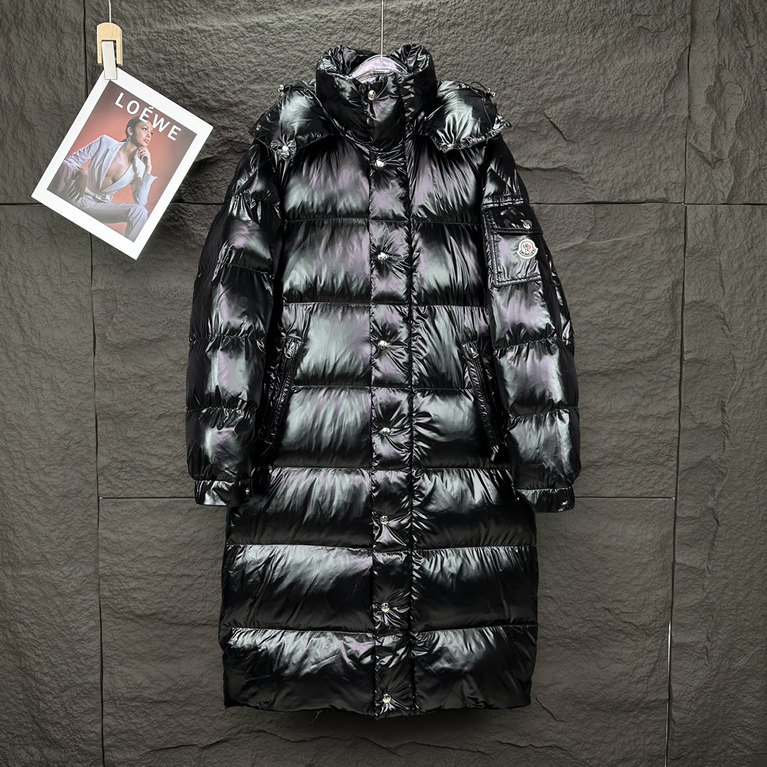 MONCLER Long Glossy Down Coat – Unisex Collection