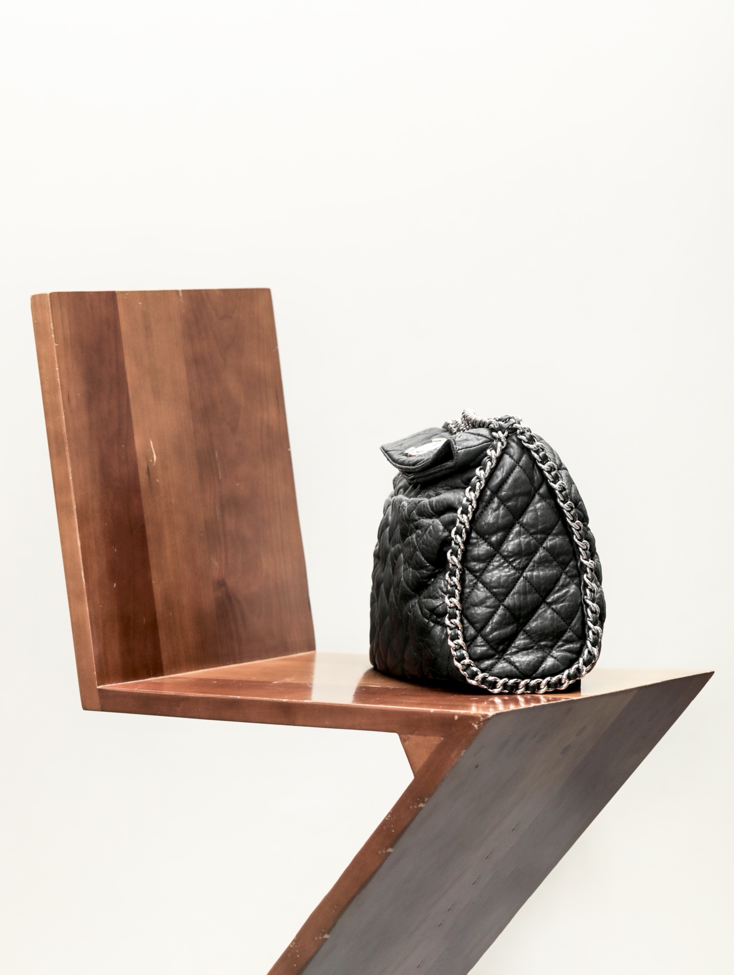 Chanel Black Quilted Washed Lambskin Chain Around Hobo 31cm