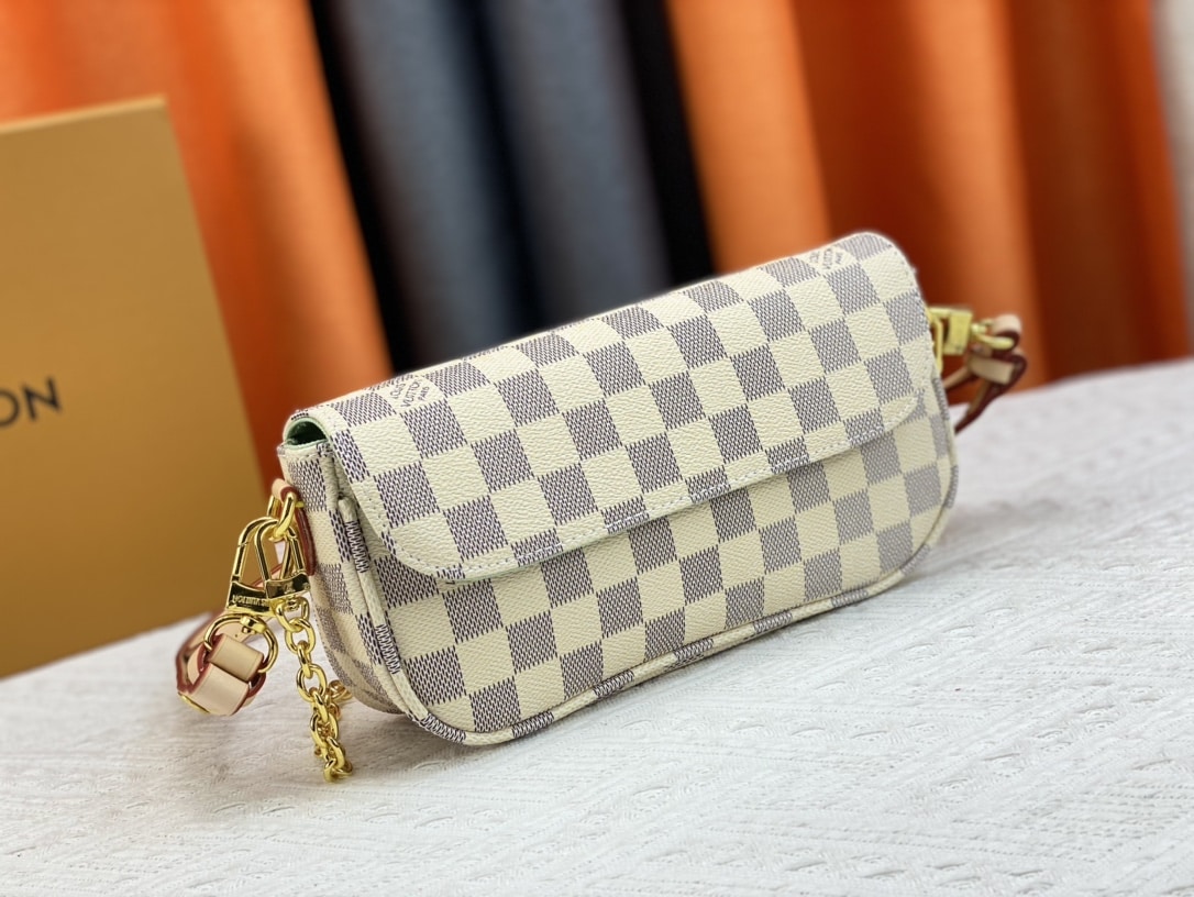 Louis Vuitton Ivy Wallet On Chain Bag Damier Ebene Beige 23cm/9in