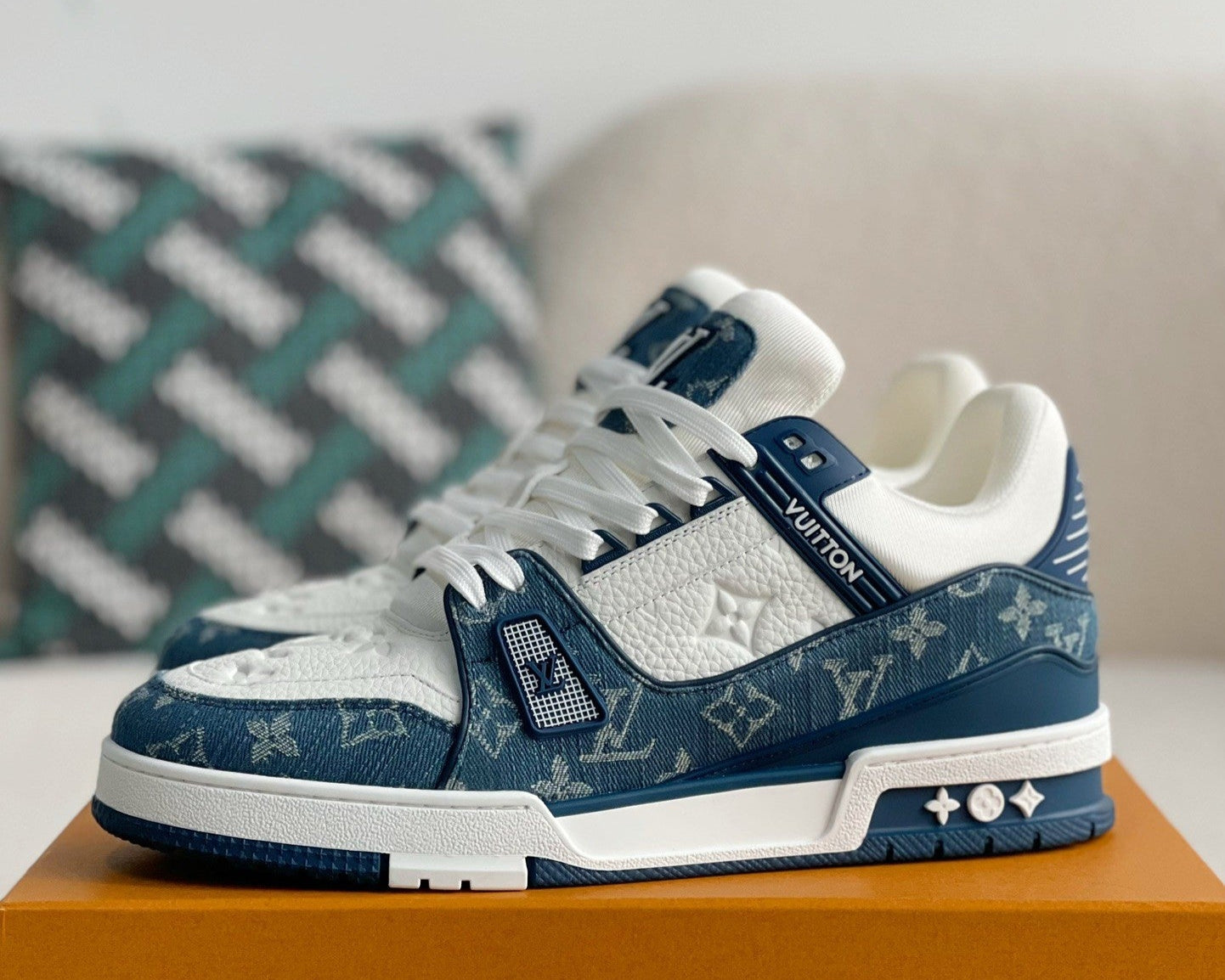 Louis Vuitton LV Trainer Sneaker Monogram Canvas Blue Virgil Abloh for Men