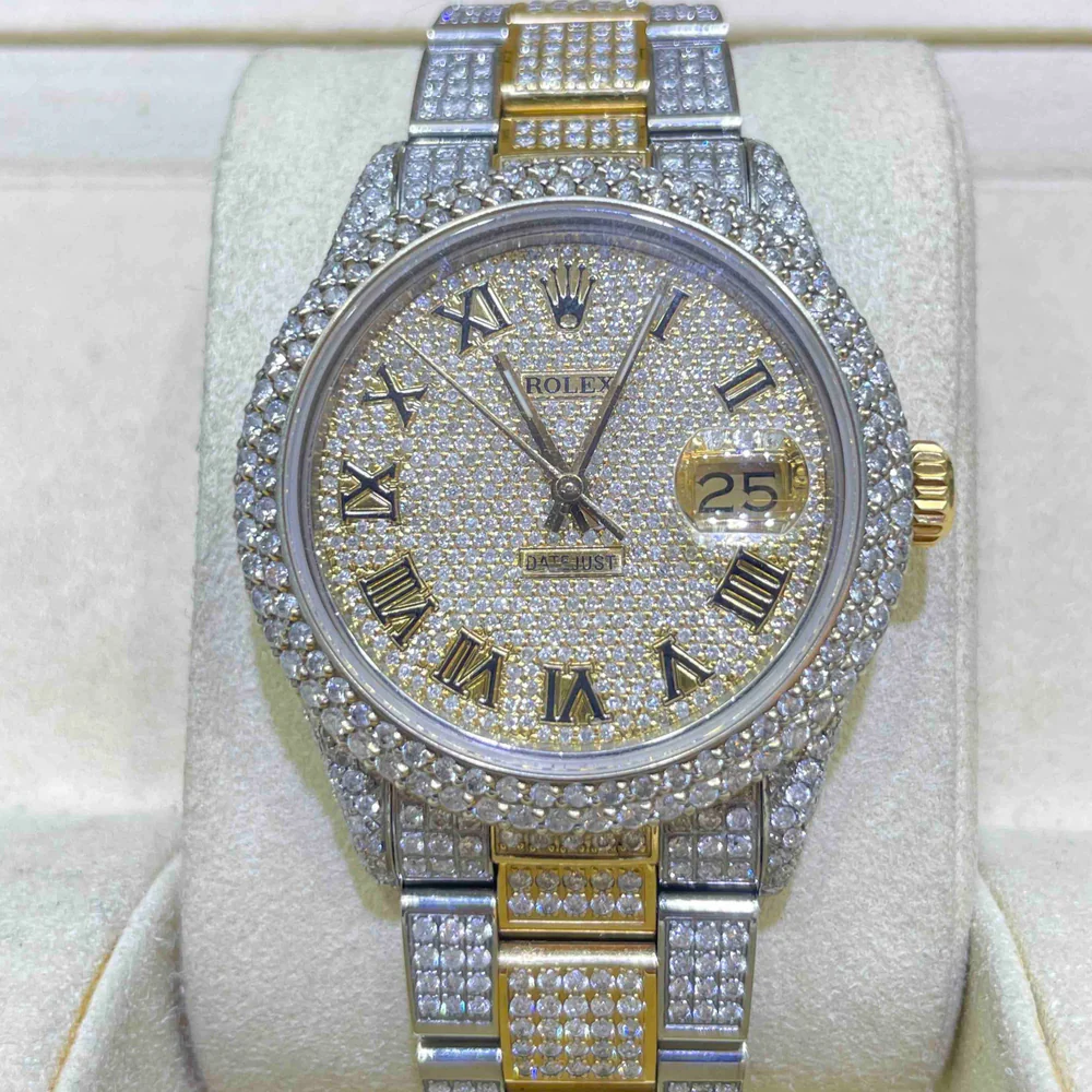 Diamond Rolex 36mm yellow two-tone dial, set with 29 carats of VS1 natural diamonds