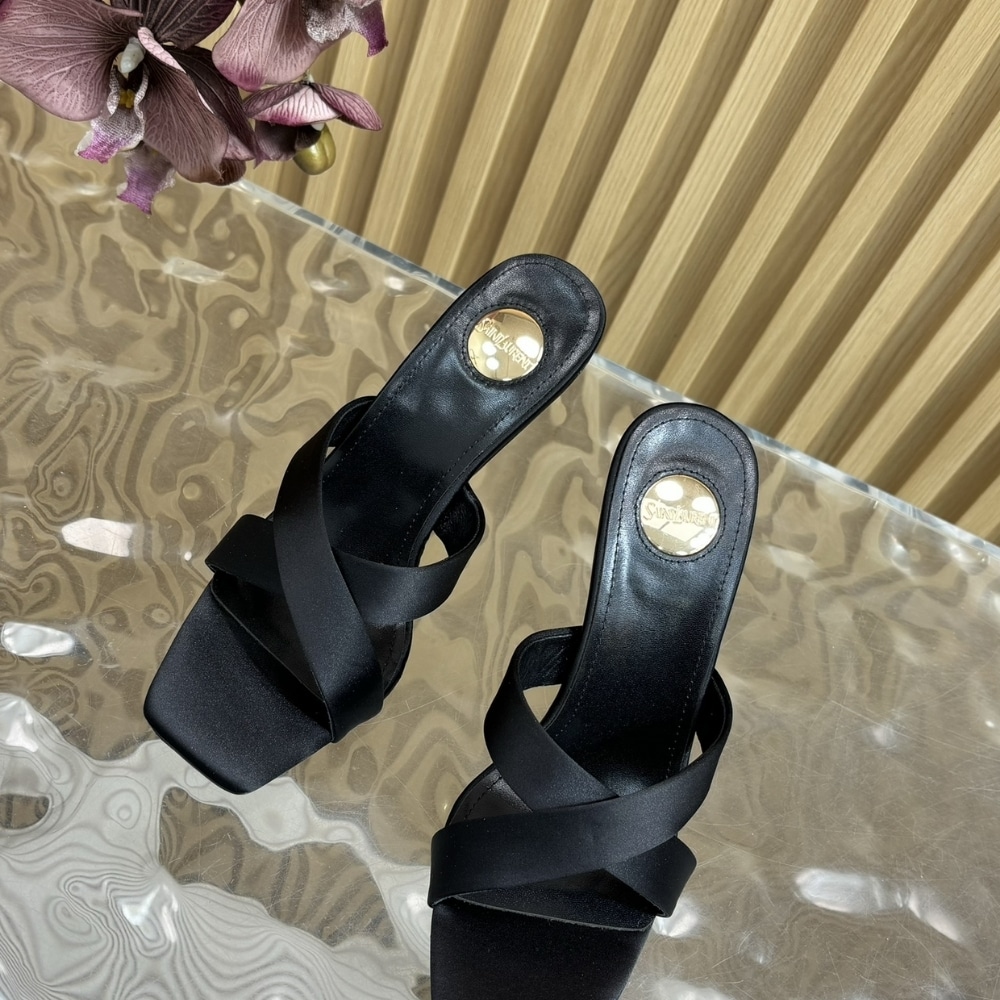 Saint Laurent Opyum Mules In Satin Crepe Black 8189319Qab11000