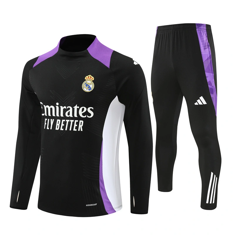 2024-25 Real Madrid Black and Purple [Player] Long Sleeve Training Suit