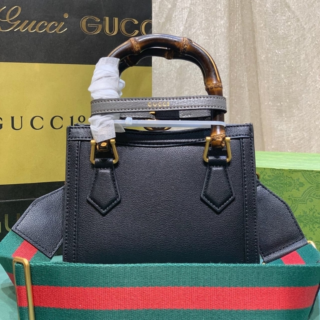 Gucci Diana Small Tote Bag Black Leather 20cm ‎702732 U3ZDT 1073