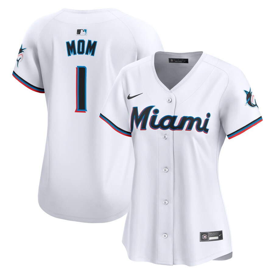 Miami Marlins Women's #1 Mom Home Limited Jersey White