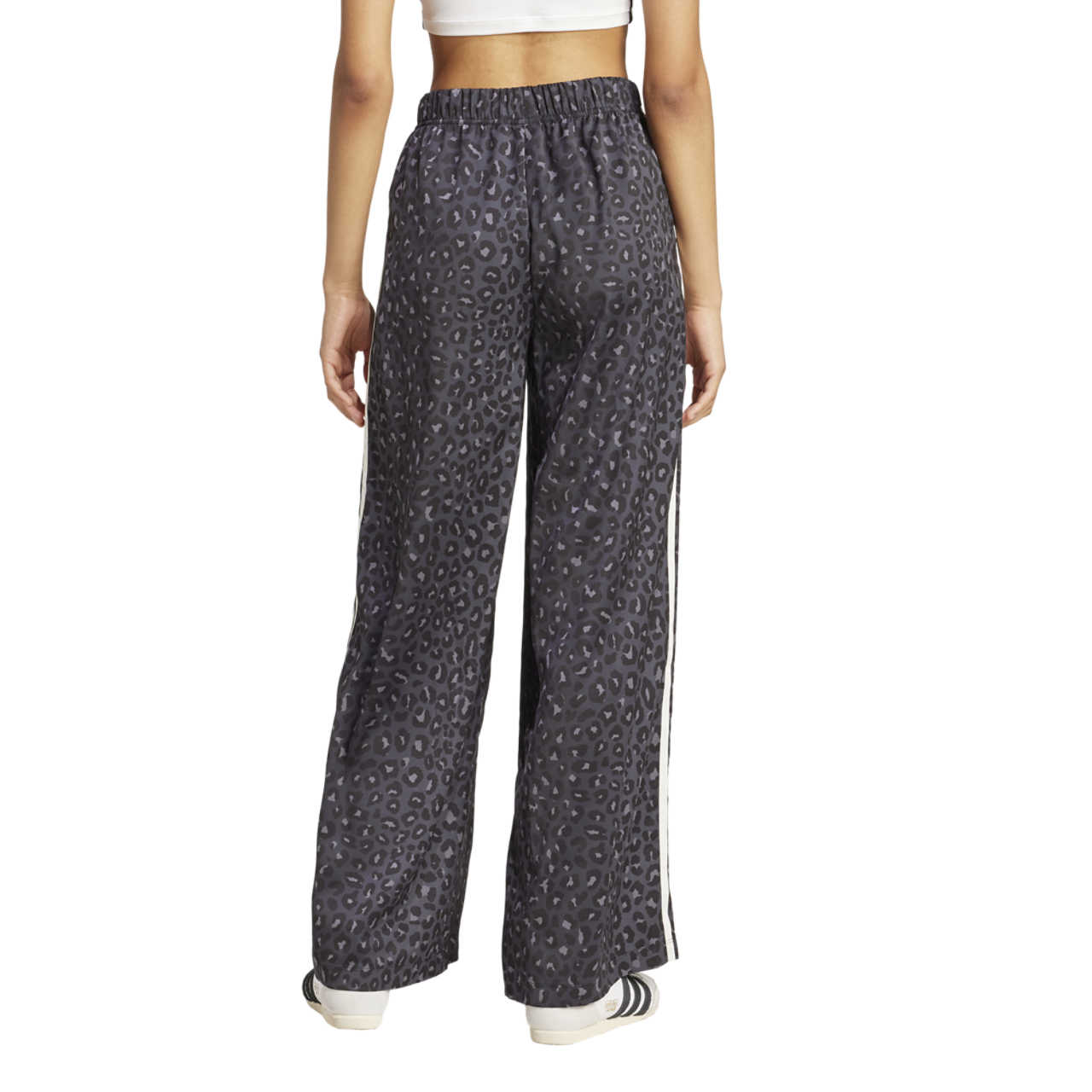 adidas Leopard Print Wide Leg Satin Pants
