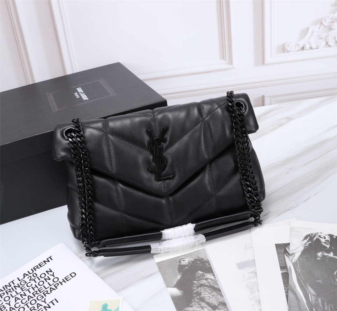 Saint Laurent Puffer Small Chain Bag In Quilted Black Noir