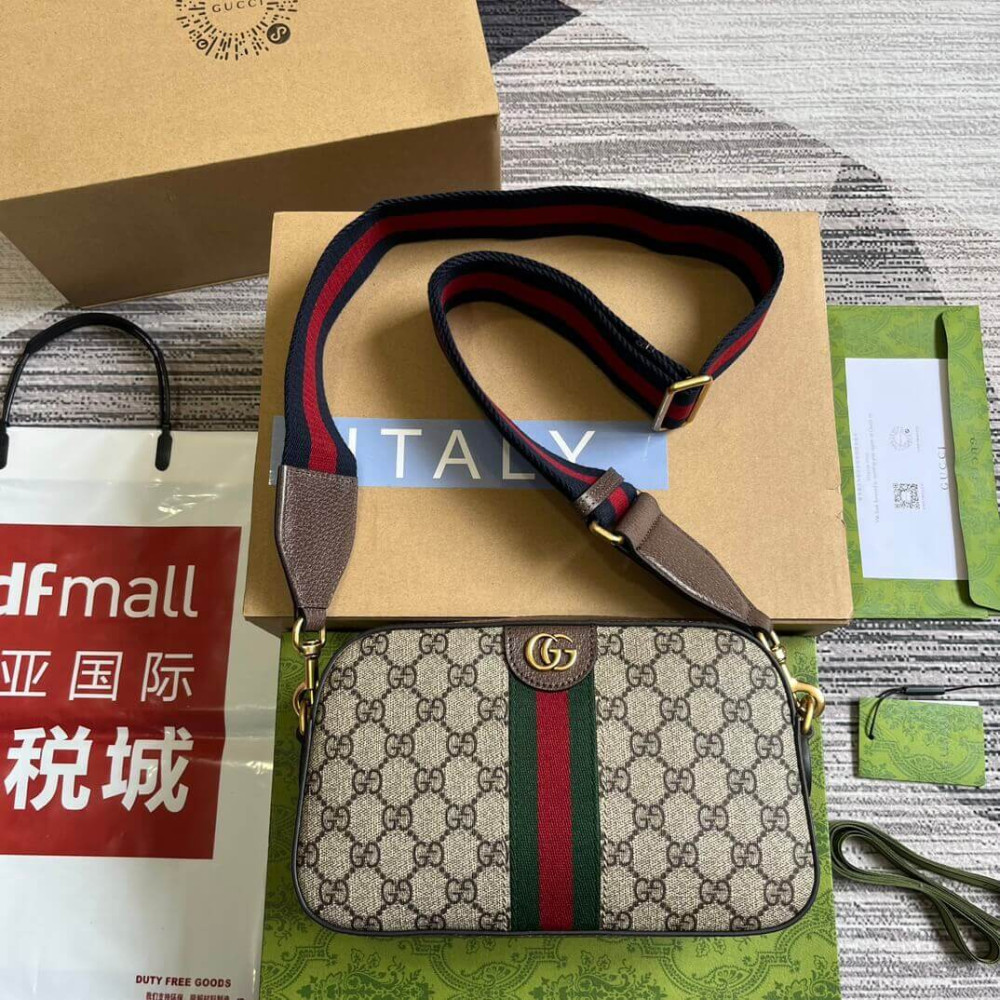 Gucci Ophidia Small Crossbody Bag Beige/Ebony 24cm/9.4in