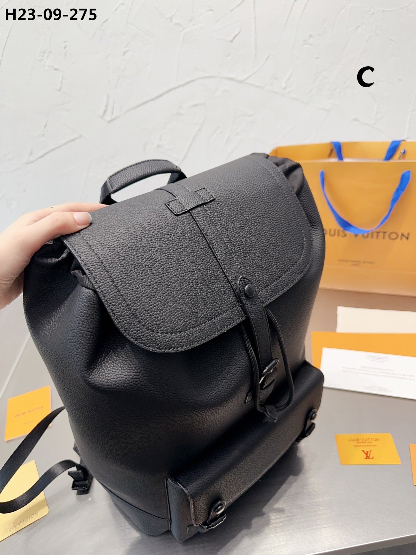 Louis Vuitton Christopher Slim Backpack Rucksack Taurillon Leather Black 40Cm M58644 For Men