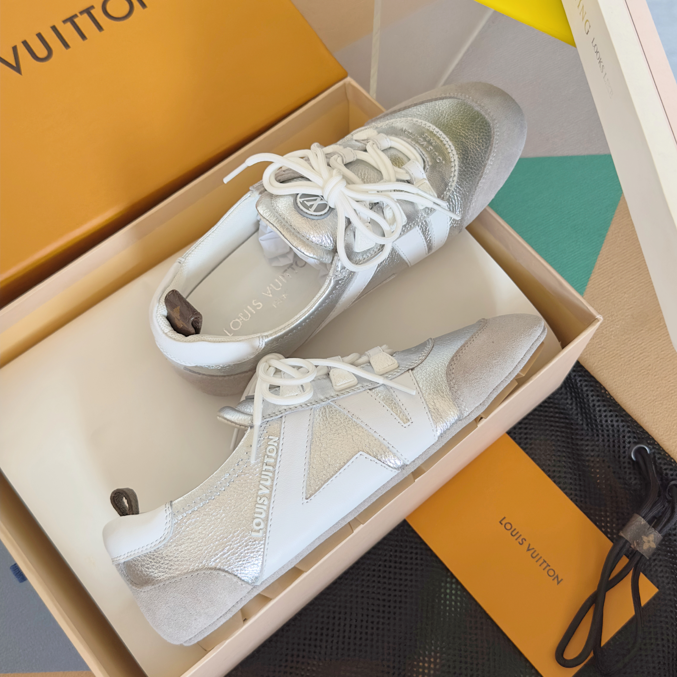 Louis Vuitton Sneakerina Silver White – Women’s Slim Sneakers