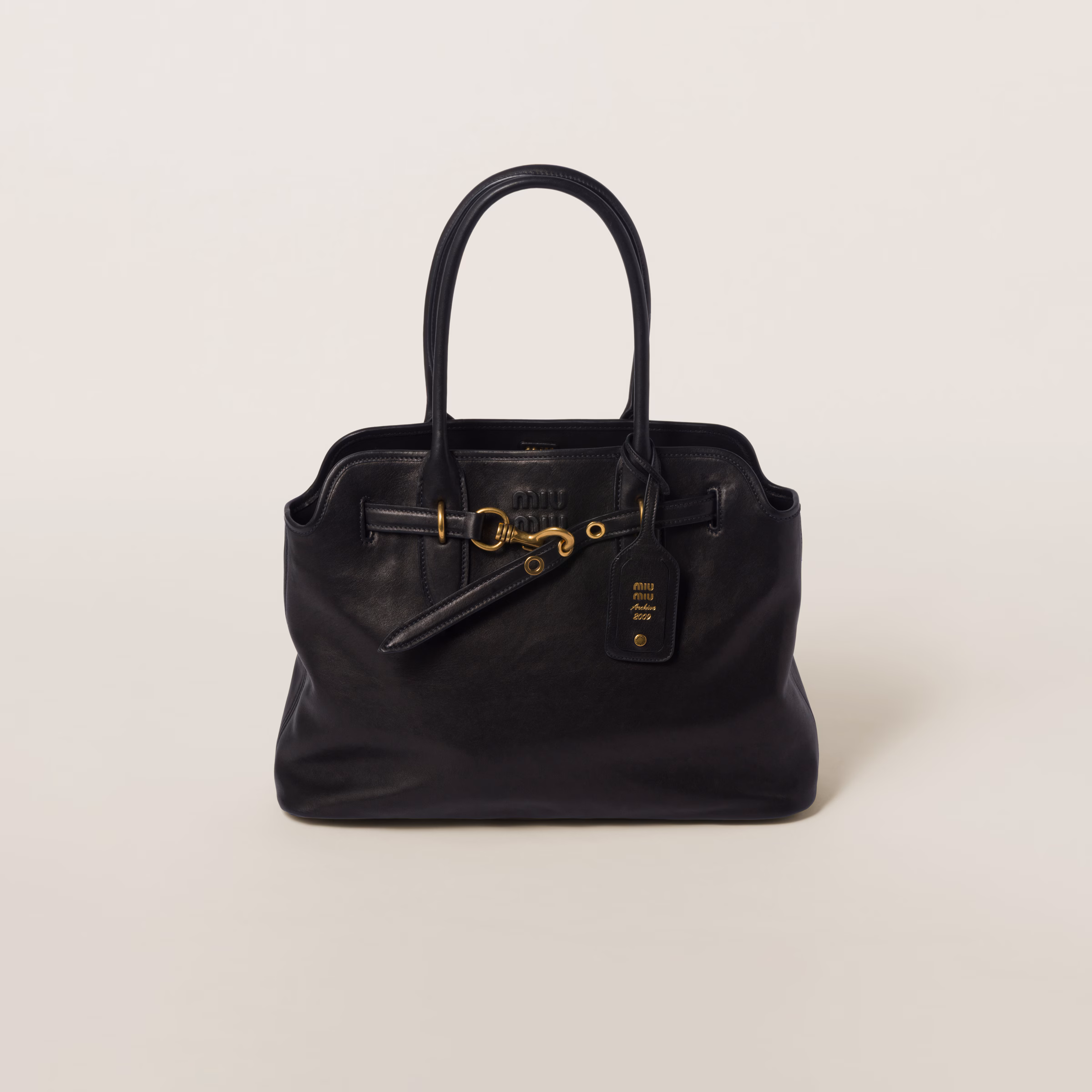 Miu Miu Aventure leather tote bag-Black