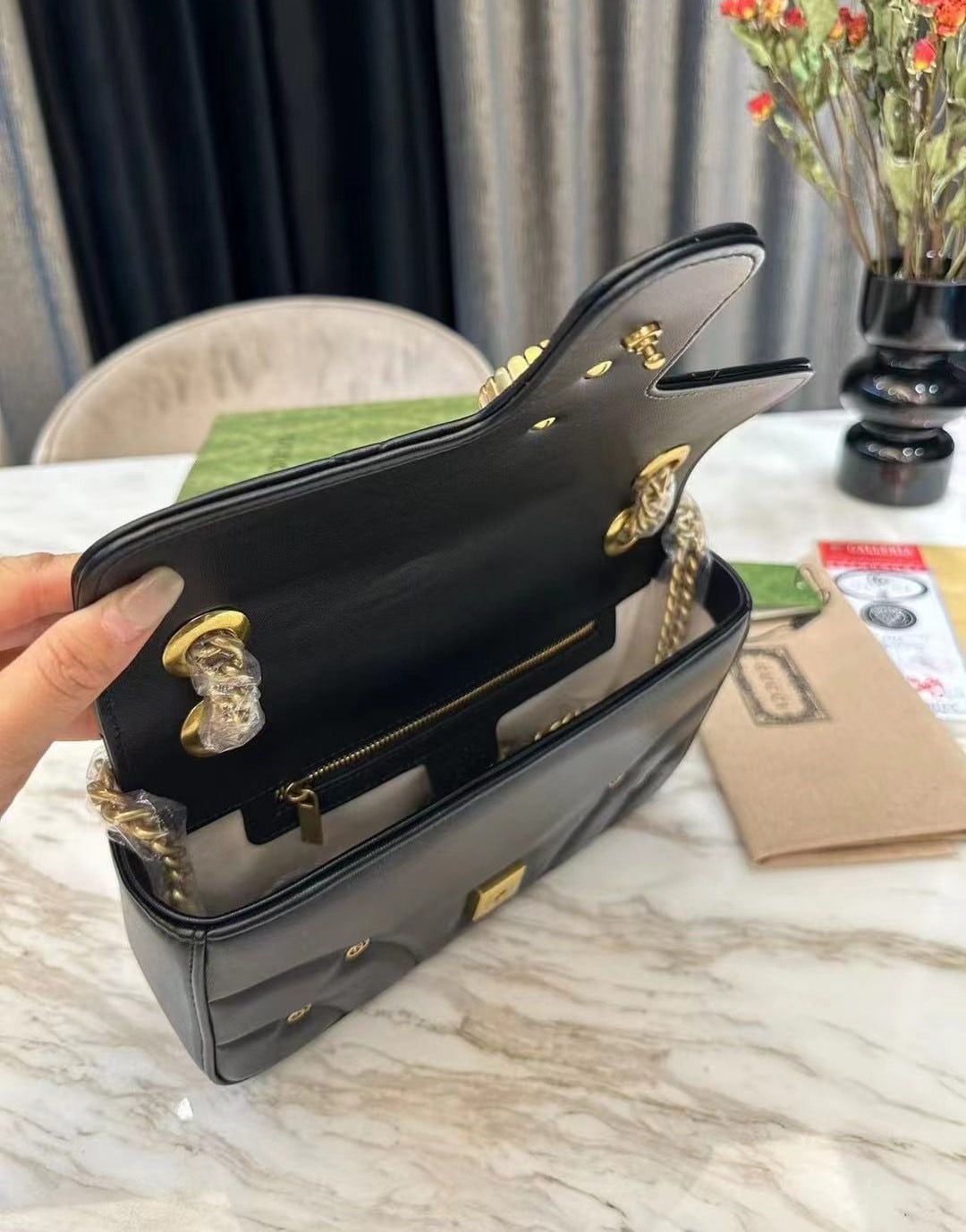 Gucci Gg Marmont Shoulder Bag Black 23Cm 443497 Aacpg 1000