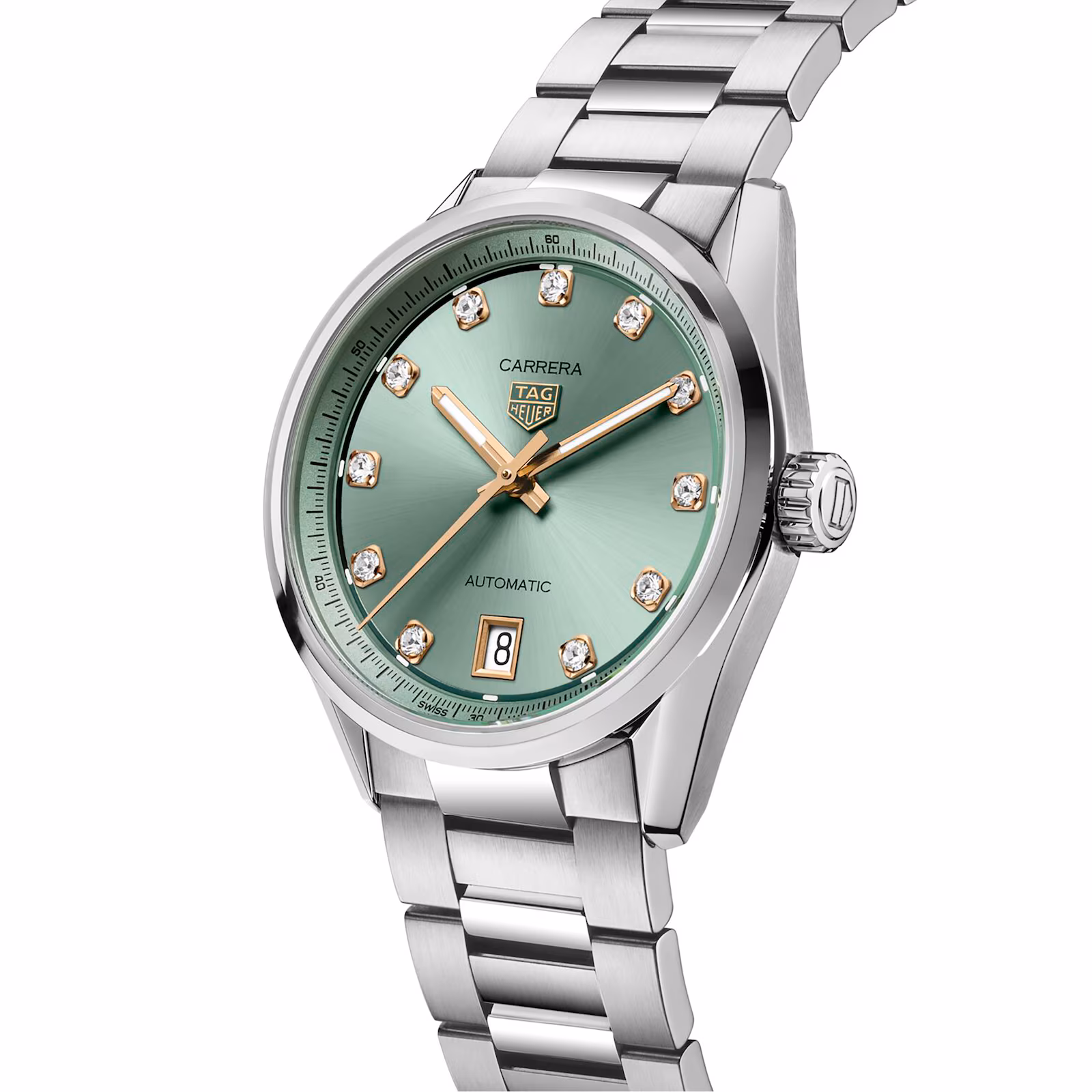 TAG Heuer Carrera Date 36mm Ladies Watch Green Diamond Dot WBN2317.BA0001