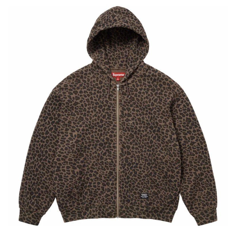 Supreme leopard hooded zip up thermal ss 25