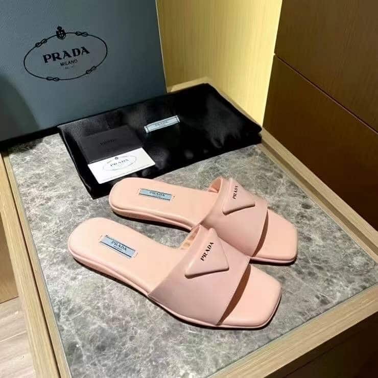 Prada Brushed Leather Slide In Pink