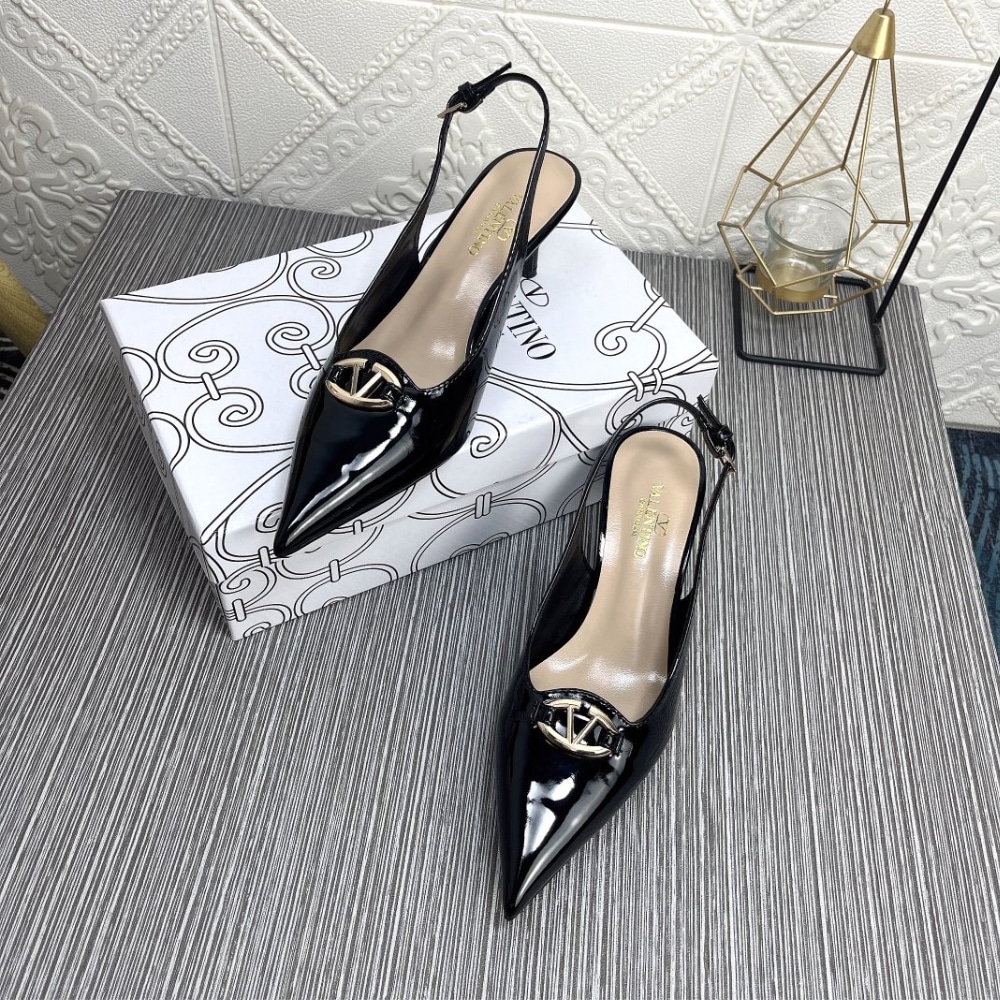 Valentino Vlogo The Bold Edition Slingback Pumps In Patent Leather 60Mm In Black