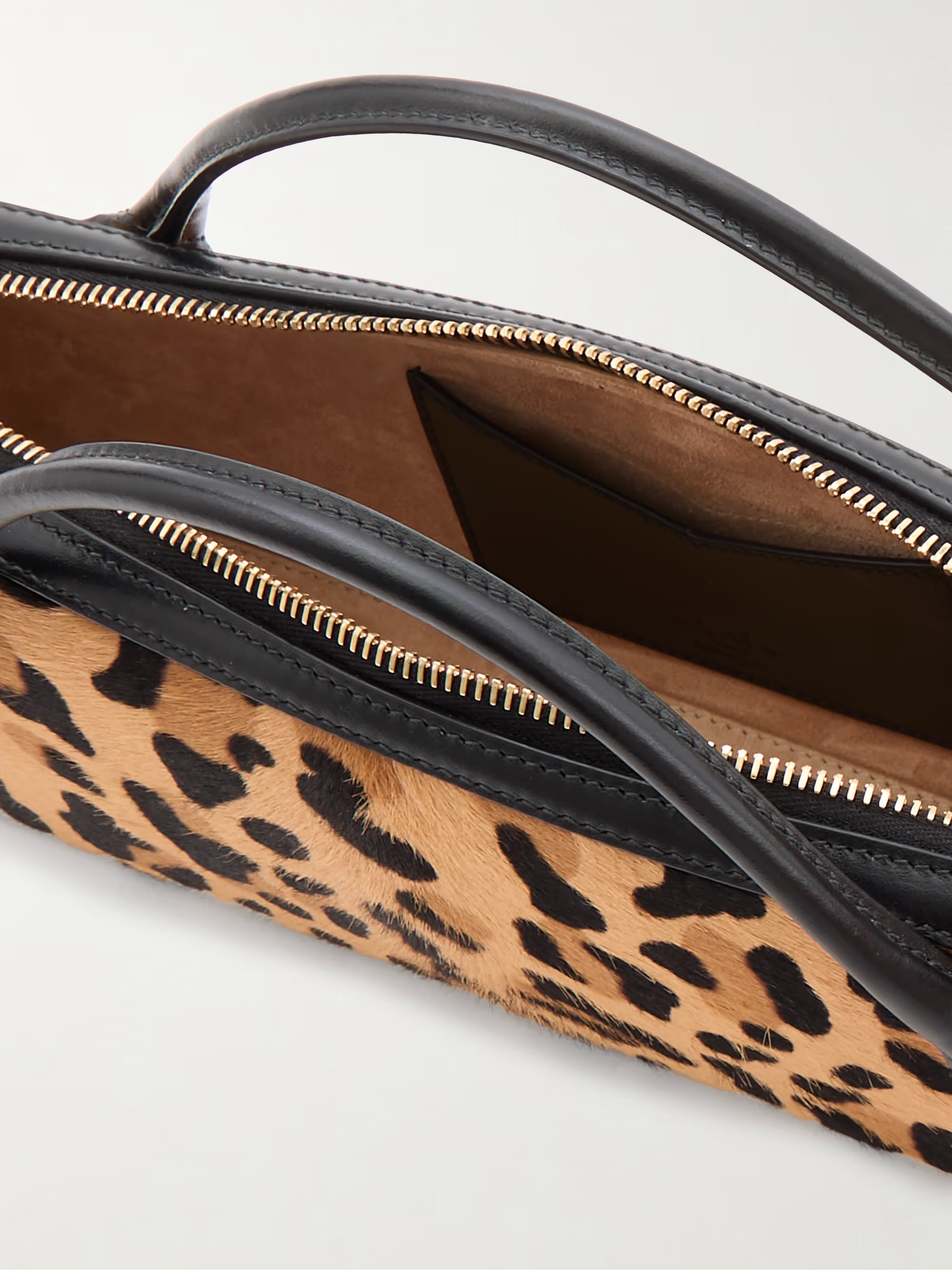 Leopard Print Calf Hair Top Handle Bag 30cm