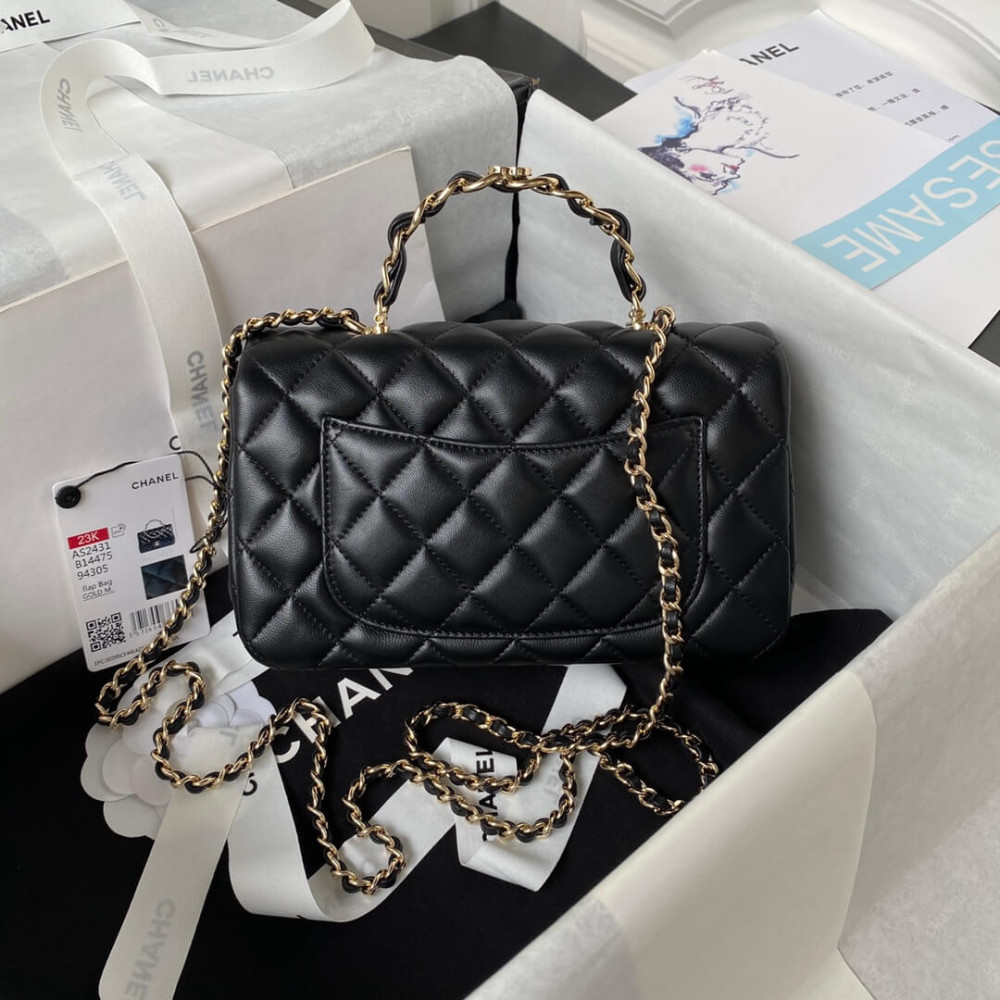 Chanel Mini Flap Bag With Metal Top Handle