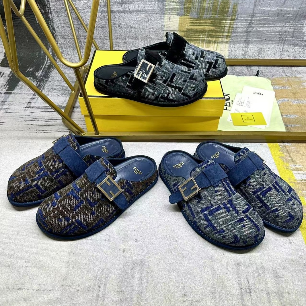 Fendi Feel Ff Denim Mules Blue 8R8448Akzpf1Pz7