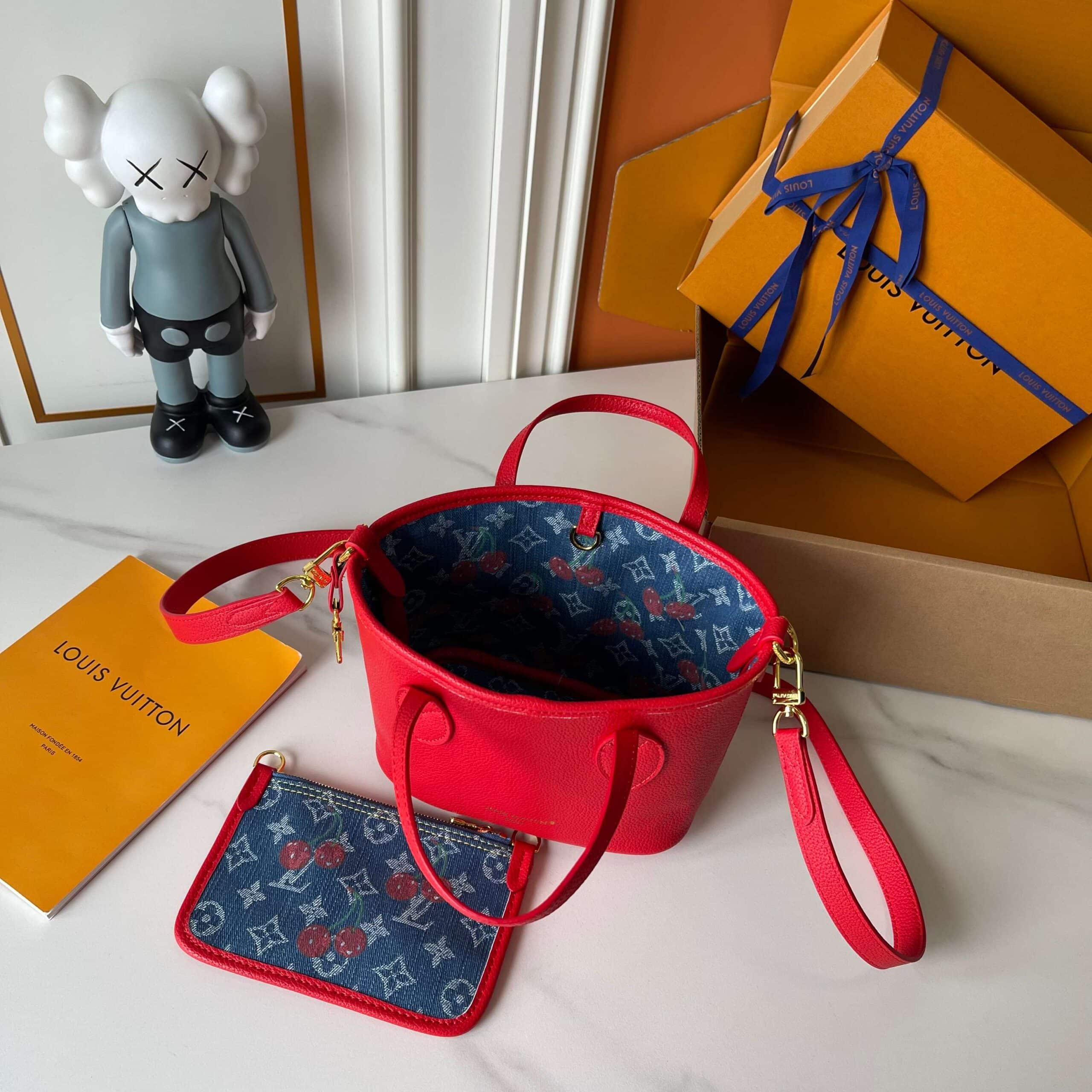 Louis Vuitton X Takashi Murakami Neverfull Inside Out BB Denim Blue 26Cm M14997