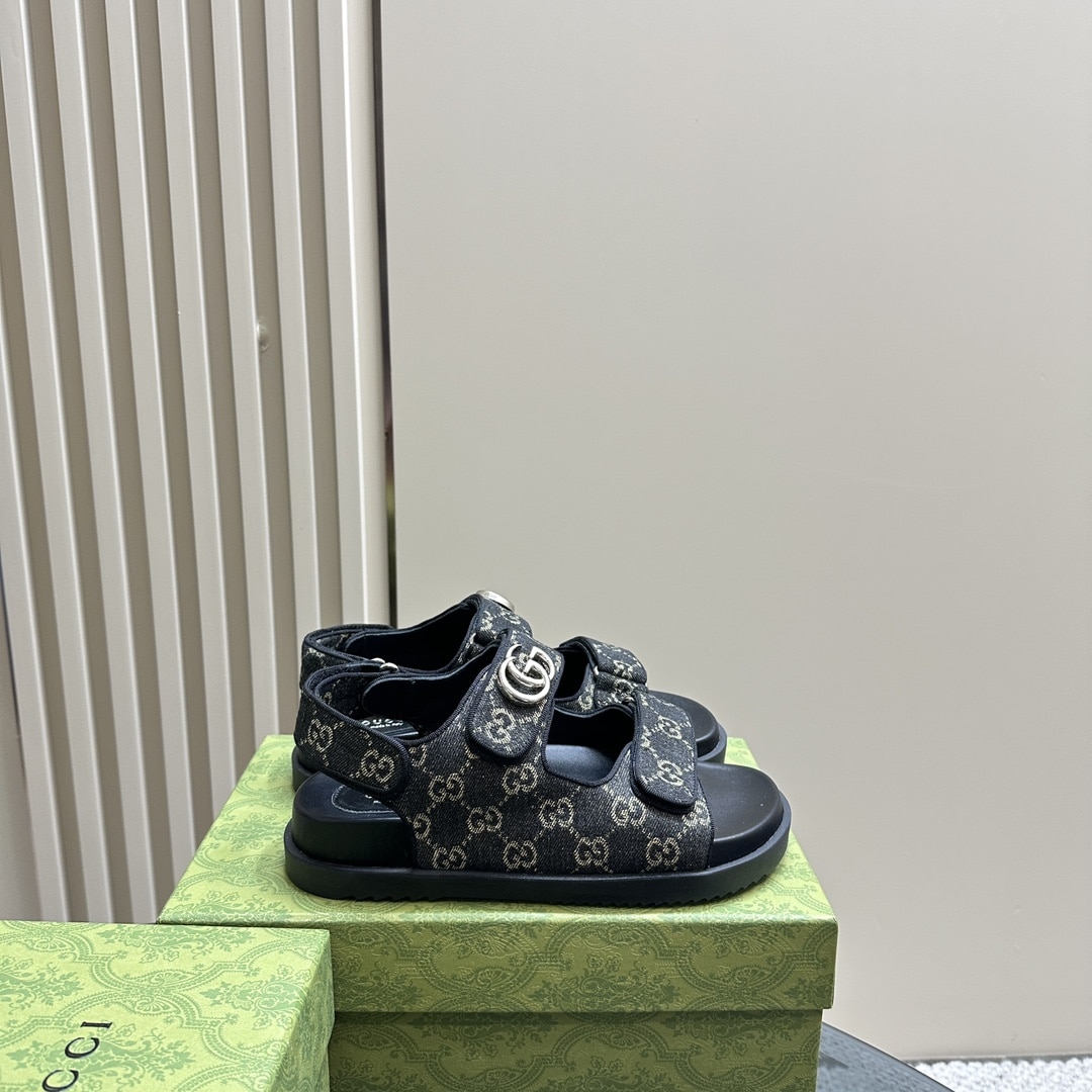 Gucci Double G Sandal Denim 771575 Facvp 8446