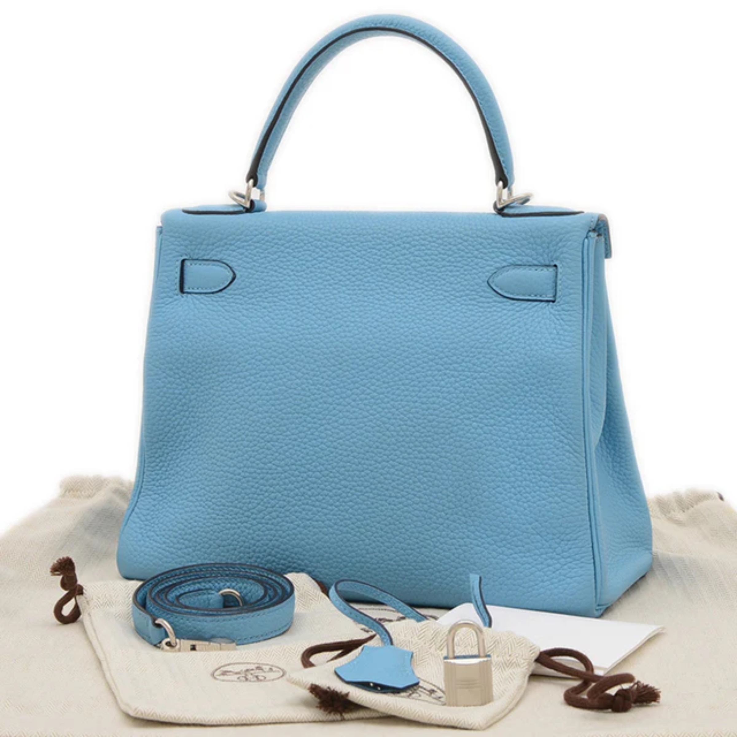 Hermes Kelly 28 Bag In Sky Blue Leather For Women 28cm/11in