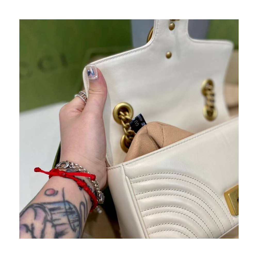 Gucci GG Marmont Matelasse Chevron Leather Mini Bag White