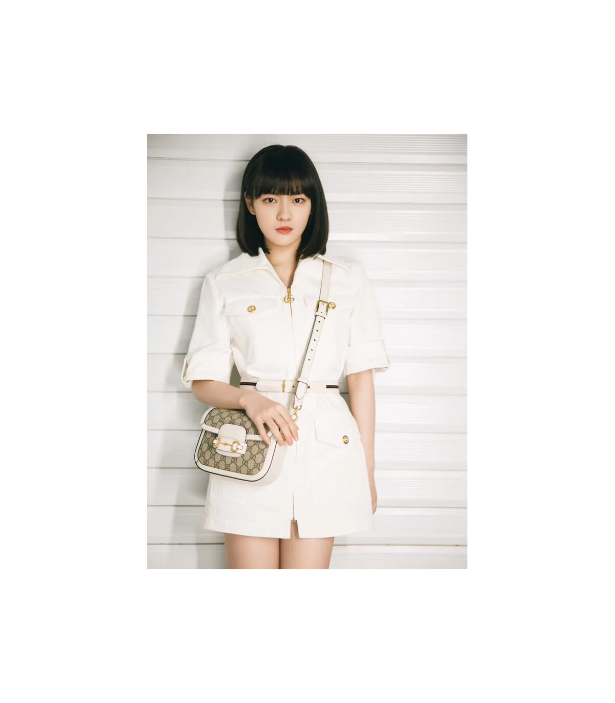 Gucci Horsebit 1955 Mini Bag in GG Supreme White 20.5cm