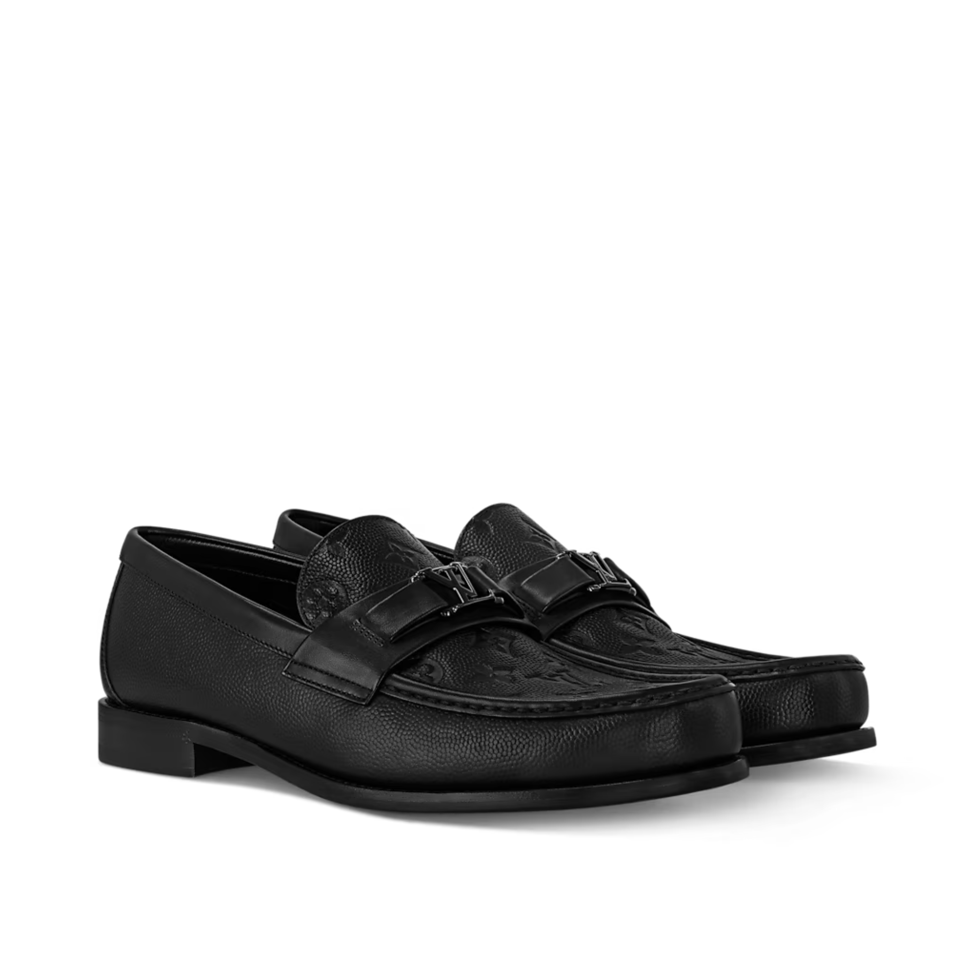 LV Major Loafer Black Monogram Calfskin Leather Shoes For Men