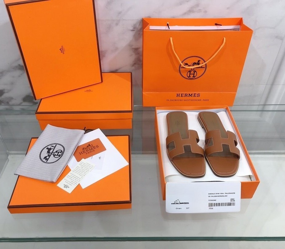 HERMES BROWN ORAN SANDAL