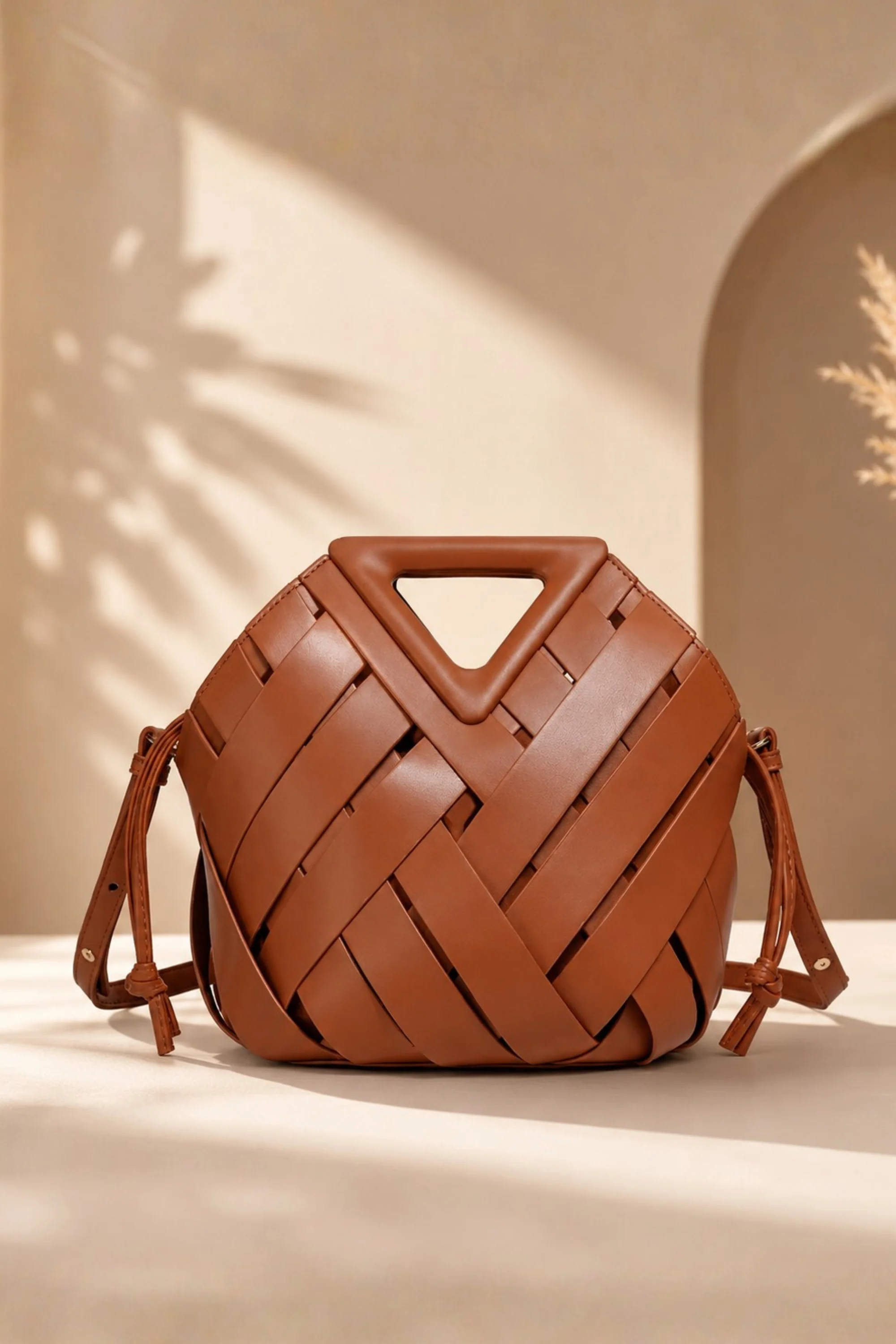 Panelled Camel Handbag