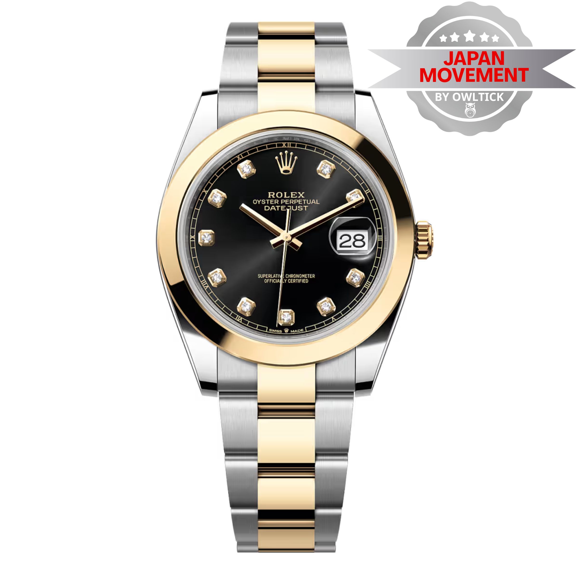 [Superclone] Rolex Datejust 41mm Bright Black Dial Smooth Oyster 126303