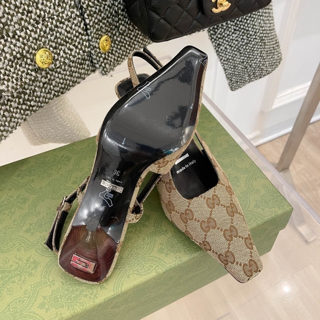 Gucci Women’s GG Slingback Pump Beige ‎675420 KY980 9763