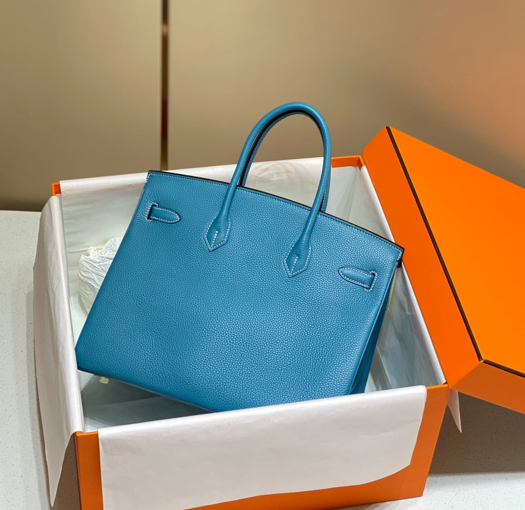 Hermes Birkin 35Cm Bag Cerulean Togo Gold Hardware