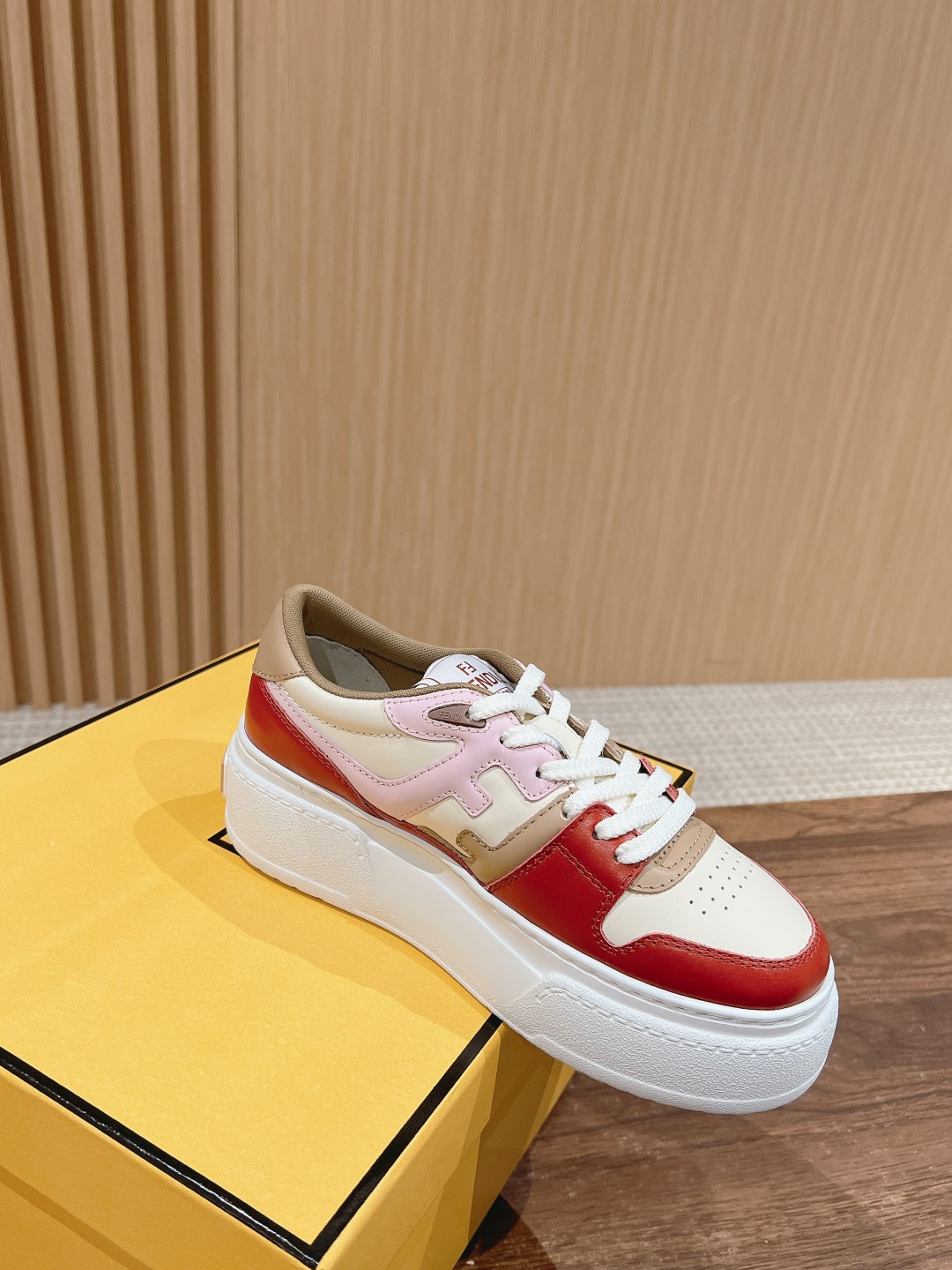 FENDI Match Canvas and suede platform low-tops Sneakers