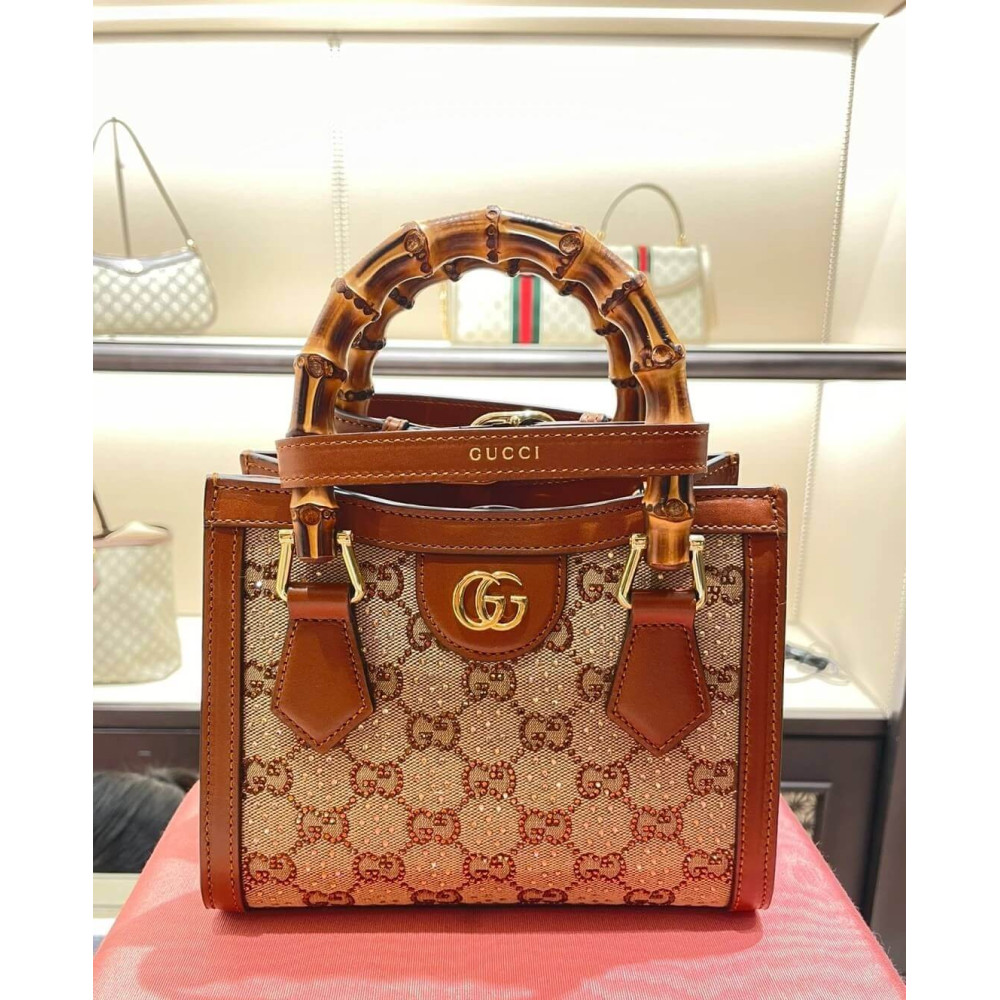 Gucci Diana Crystals Mini Tote Bag
