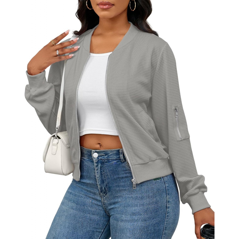 Women Casual Full Zip Up Comfy Loose Long