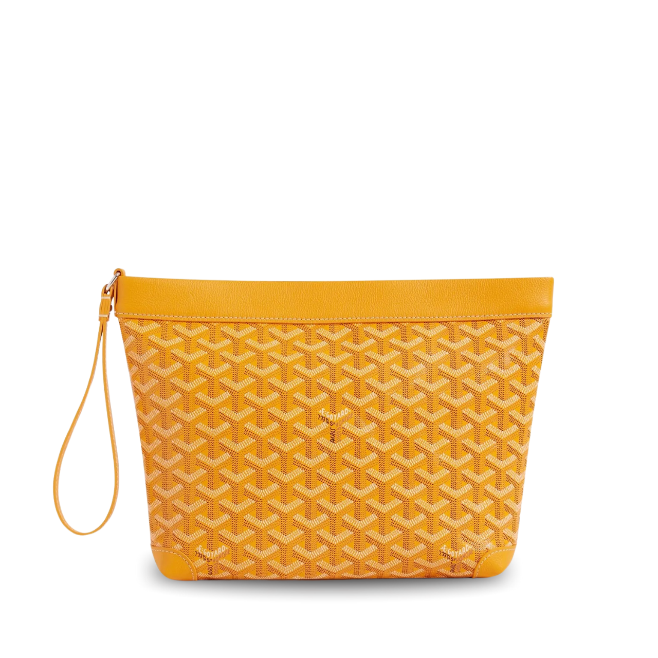 Goyard Conti Pouch 24 Cm Yellow Lambskin And Goyardine Canvas