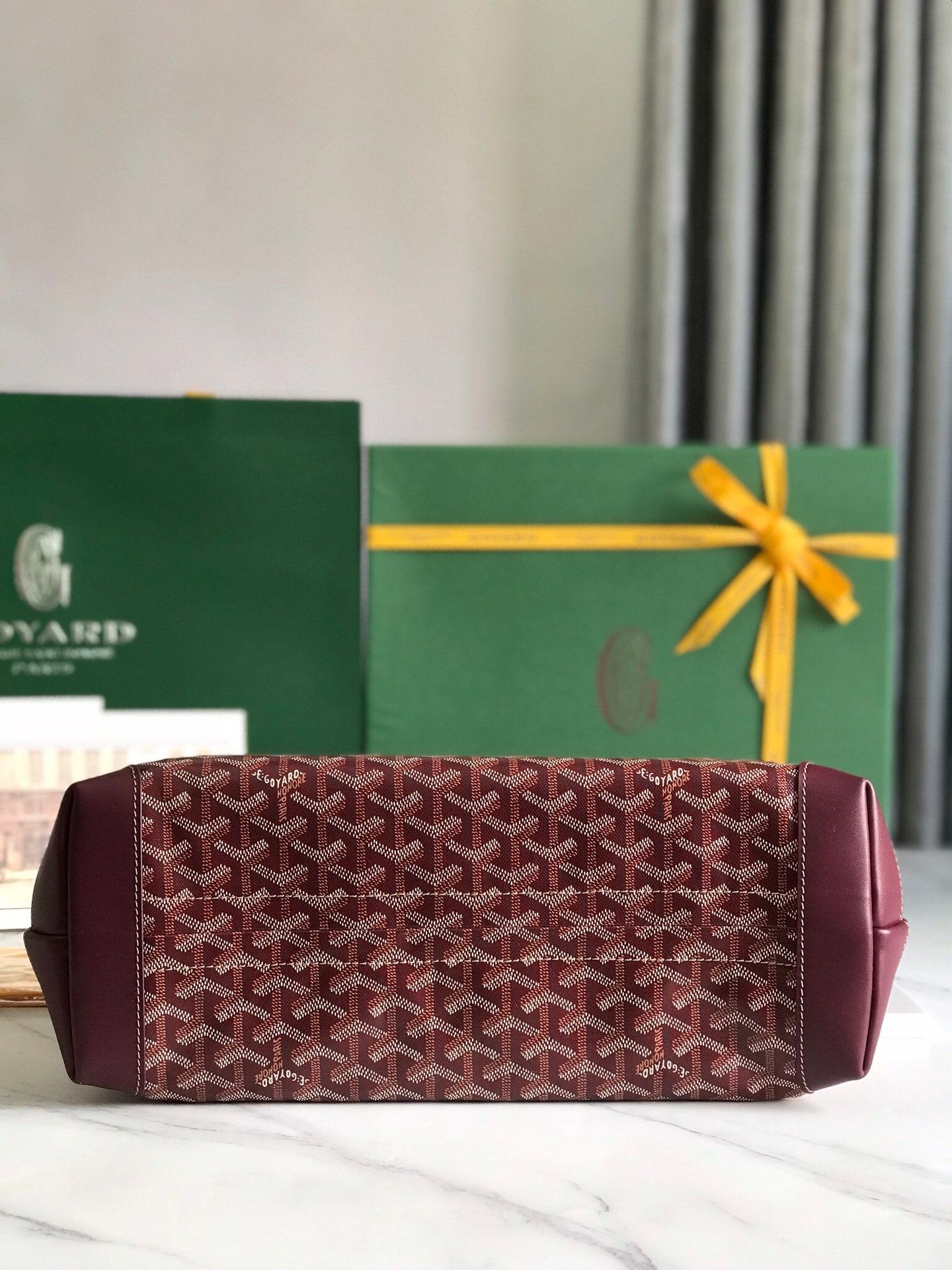 Goyard Bellechasse Biaude Pm Bag 36cm Wine Red Goyardine Canvas And Calfskin Trim