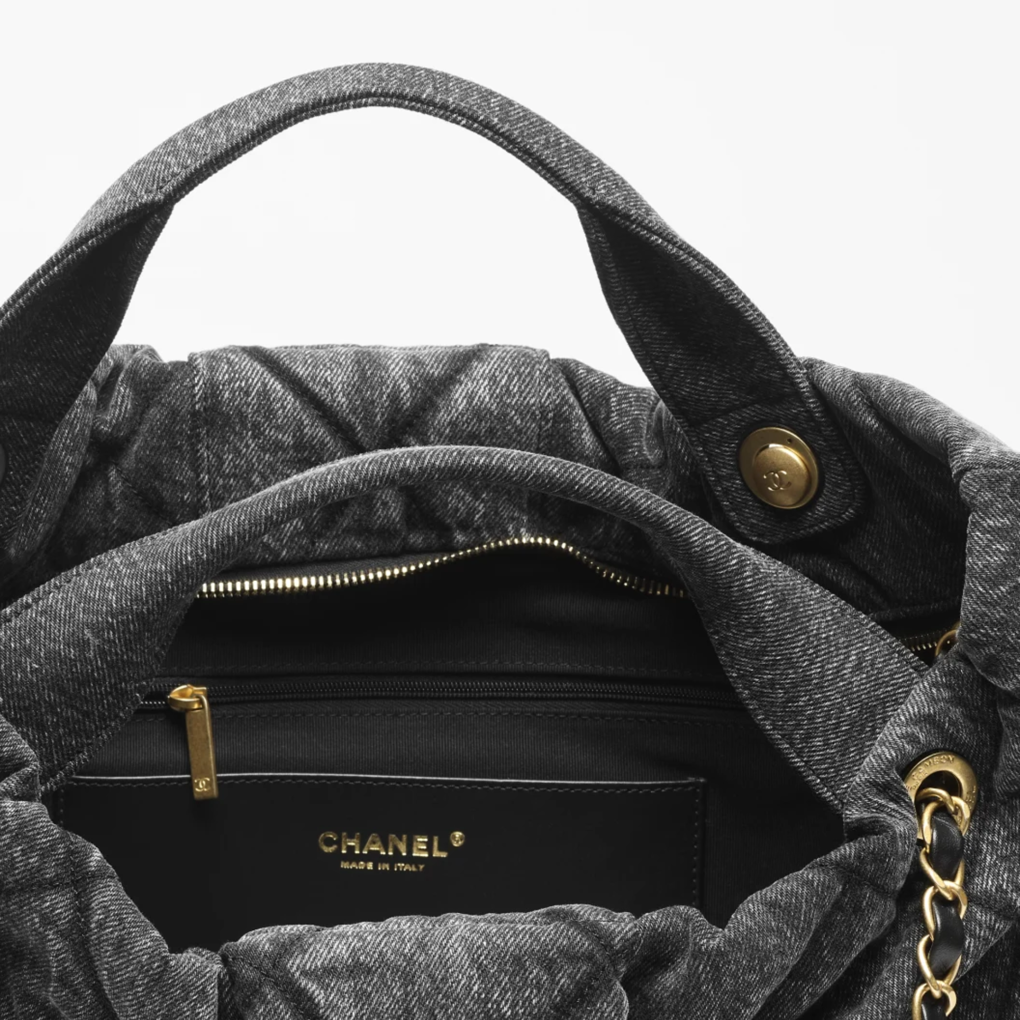 Chanel Grey Bow Pattern Chain Shoulder Bag