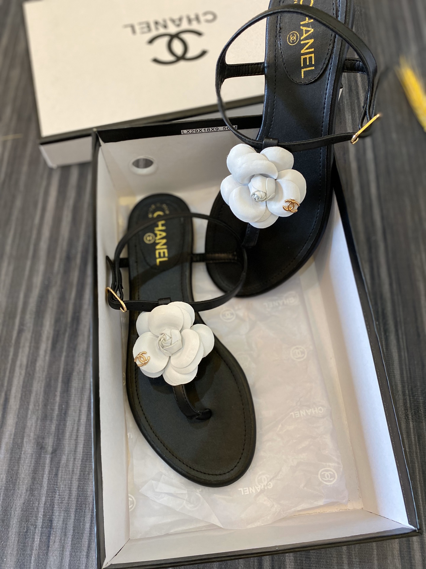 Chanel Jelly White Rubber Camellia Cc Logo Sandals Black