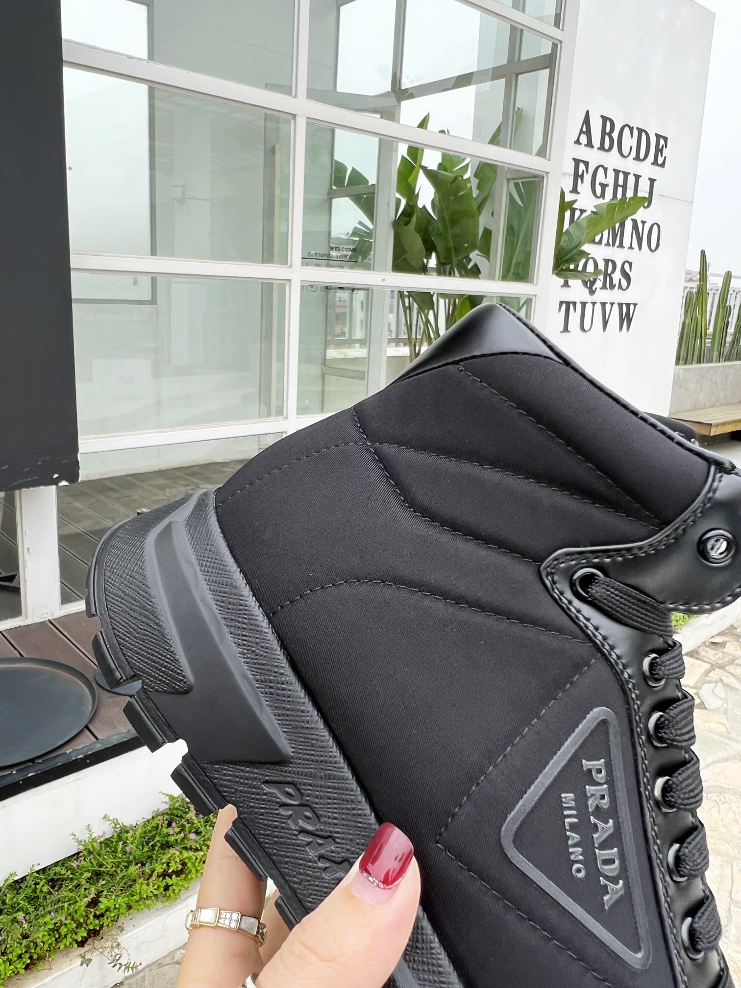 Prada Prax 01 Re-Nylon And Brushed Leather Sneakers Black 4T35923Lf5F0002