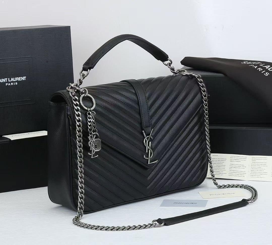 Saint Laurent College Large Chain Bag Black 32Cm 600278Brm041000